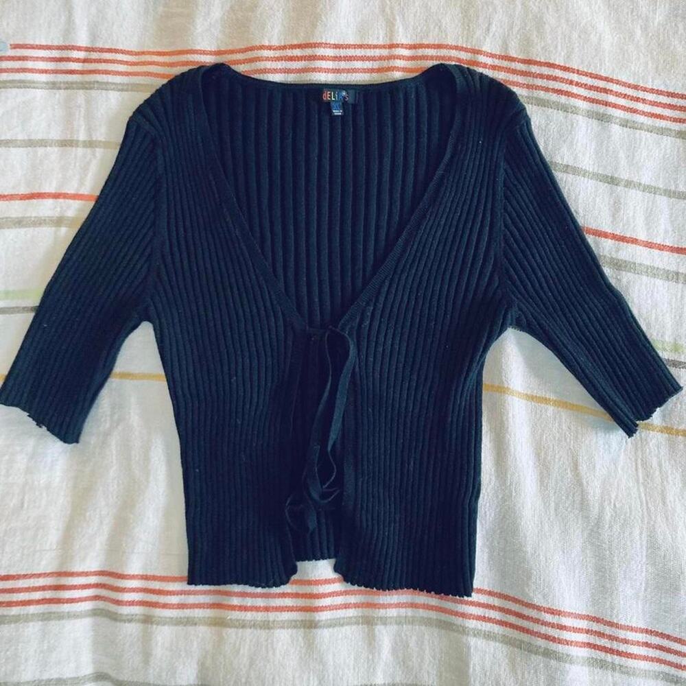 Vintage 90s Delia*s Black Tie Front Cardigan